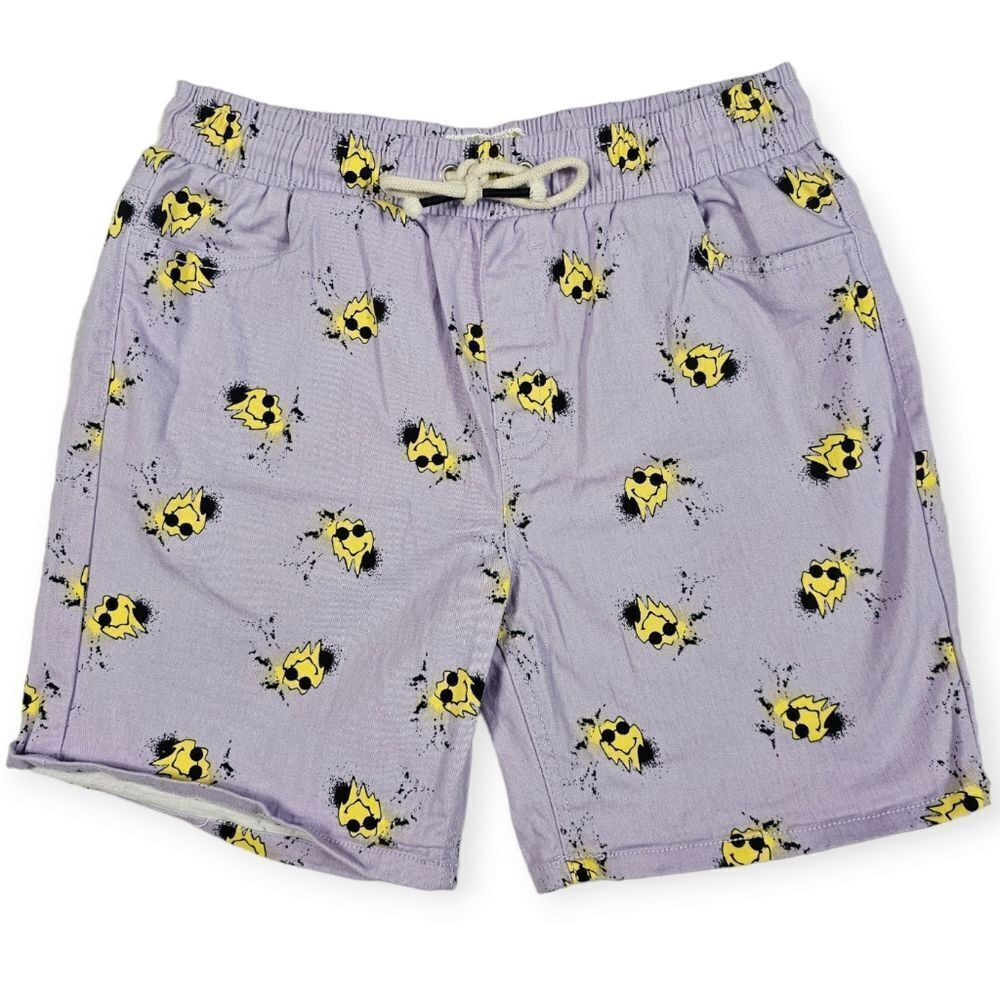 Fresh Prints of Bel Air Purple Stretch Twill Smiley Face Shorts Men's Size‎ M